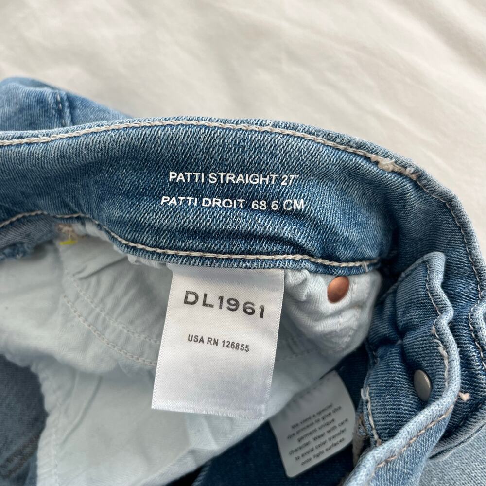 DL1961 Patti Straight High Rise Ankle in Ridge Wash Blue Denim Jeans, Size 31 - Picture 16 of 16